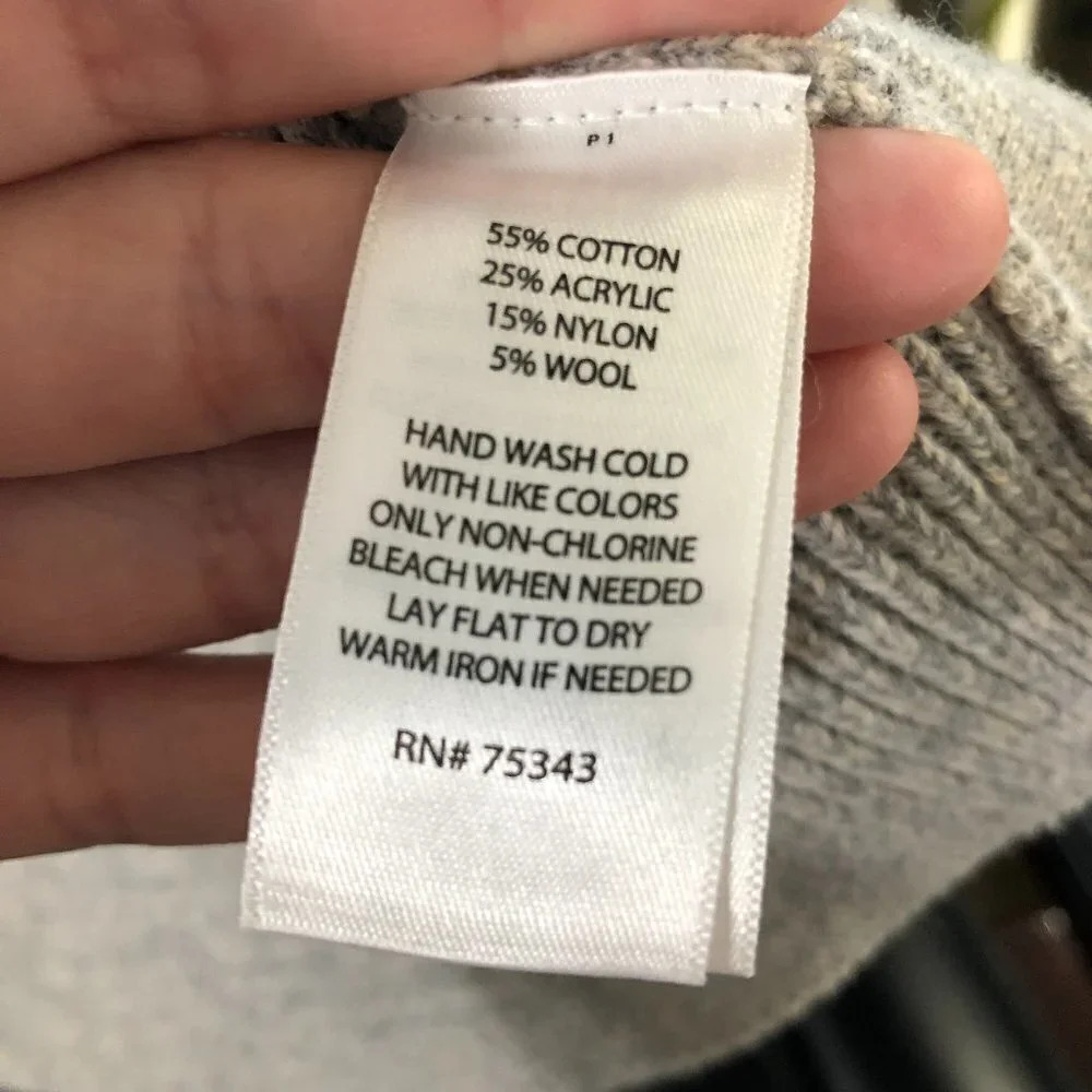 Akini Gray Cardigan Sweater w/ Thumbholes, Medium - Picture 7 of 7